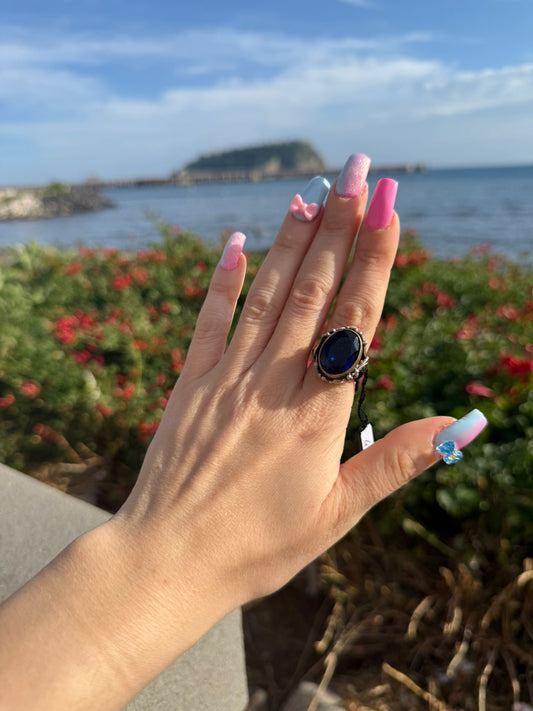 Anello in argento 925 zaffiro blu