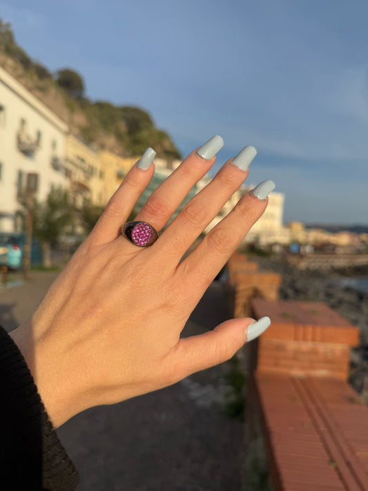 Anello in argento 925 pietre fuxia