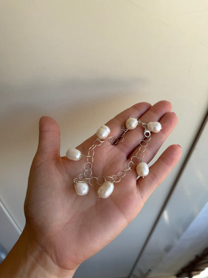 Bracciale in Argento 925 con Perla Scaramazza Bianca – Gioiello Artigianale