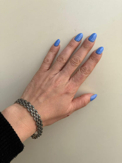 Bracciale Argento 925 Art Déco Marcasiti Incastonate - Vintage Elegante