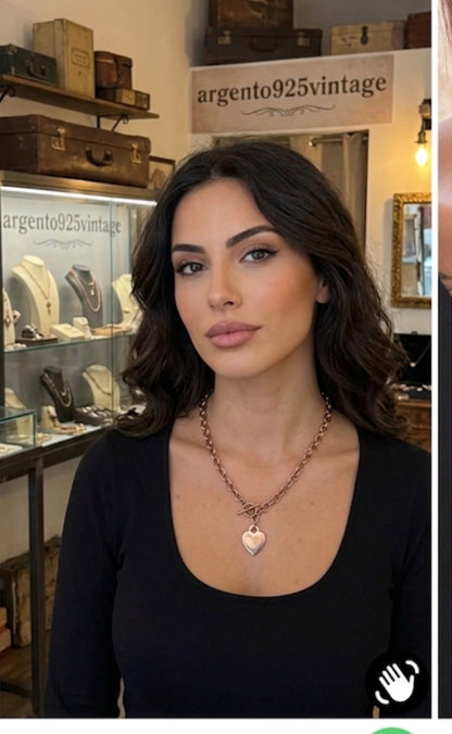 Collana in argento 925 bagnato nell’oro rosa con cuore – Personalizzabile