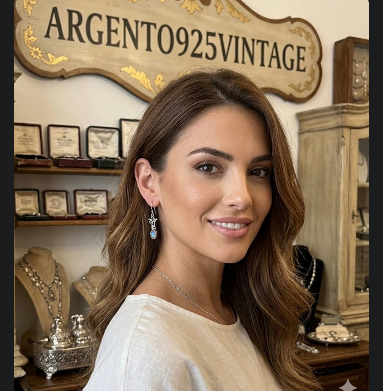 Orecchini Argento 925 Pietra di Luna | Pezzo Unico Vintage Magico