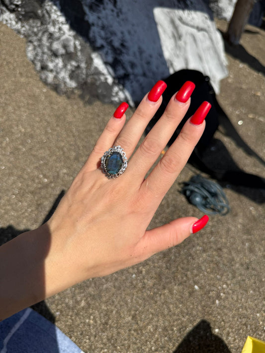 Anello in argento 925 zaffiro blu