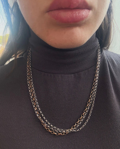 Collana Argento 925 a Tre Fili Bicolore – Firmata Padovani Pezzo Unico