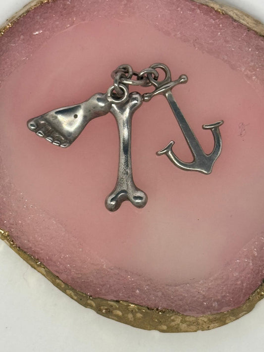 Collana in argento 925 osso, piede e ancora