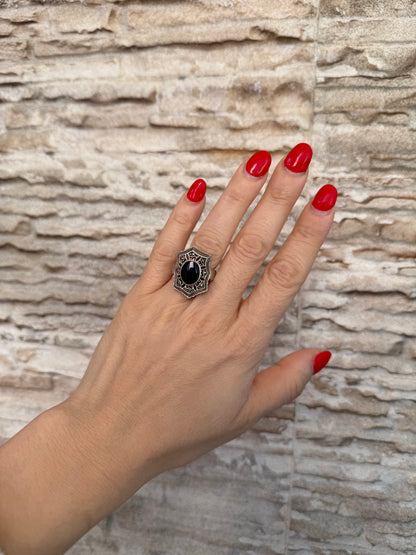 Anello in argento 925 onice nero