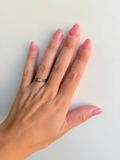 Anello in Argento 925 con Cuore e Pietra Rosa — Misura 17