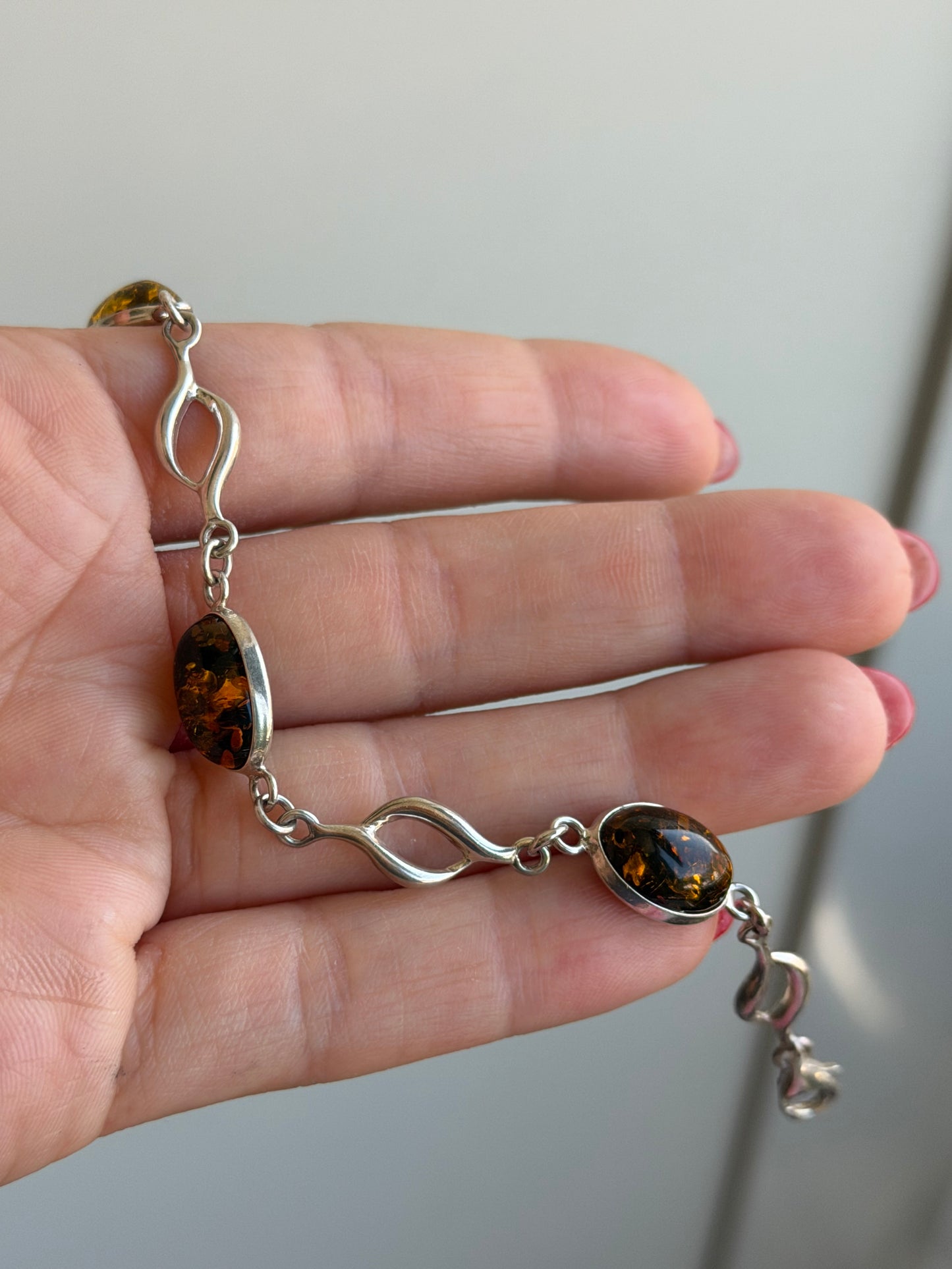 Bracciale in Argento 925 con Ambra Baltica Marine – Gioiello Naturale
