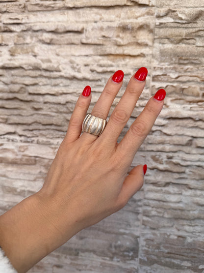 Anello fascia doppia larga in argento 925