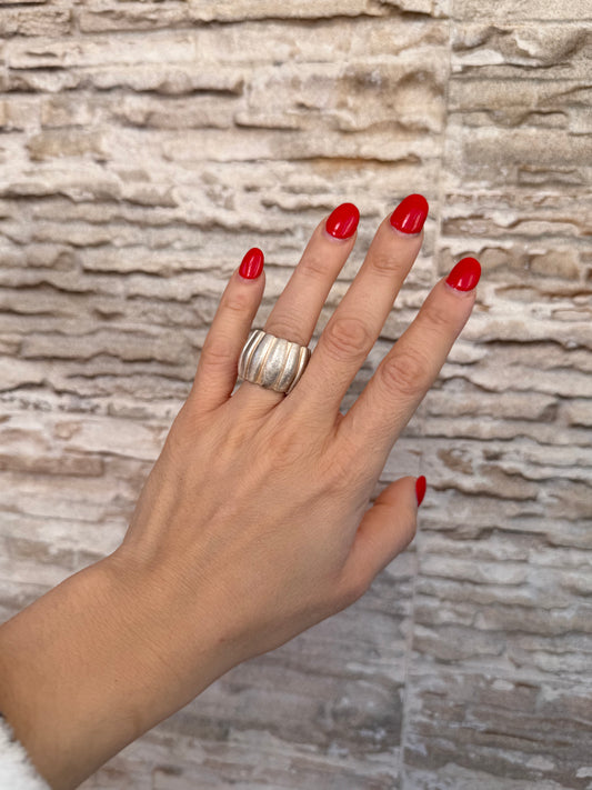 Anello fascia doppia larga in argento 925