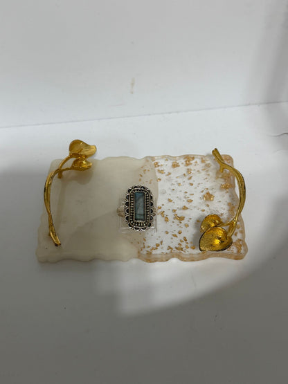 Anello in Argento 925 con Abalone Taglio Sfaccettato — Misure 20-21