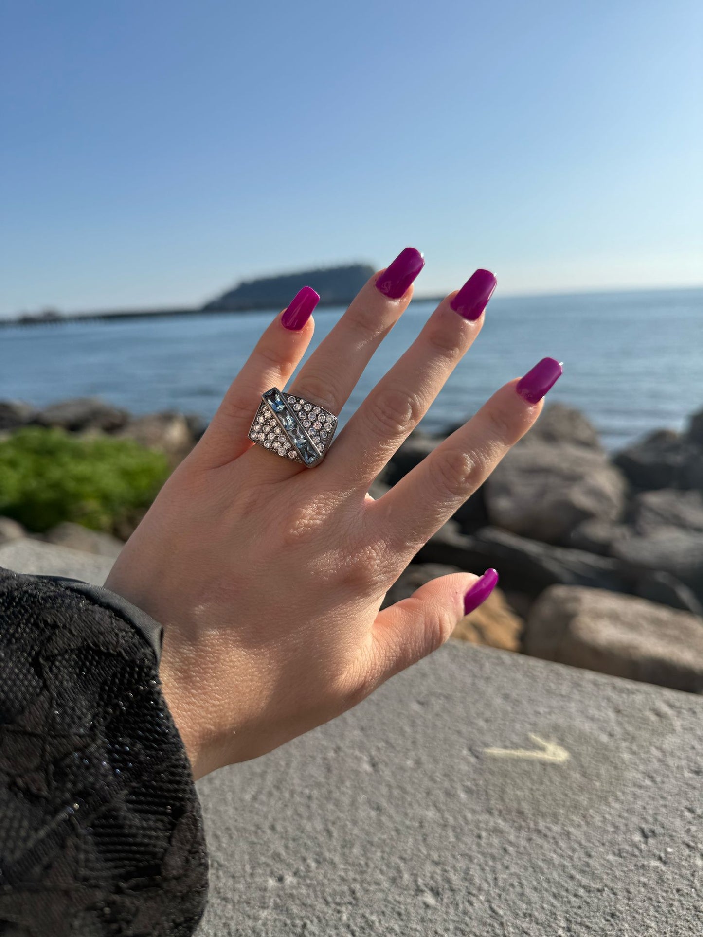Anello in argento 925 acquamarina