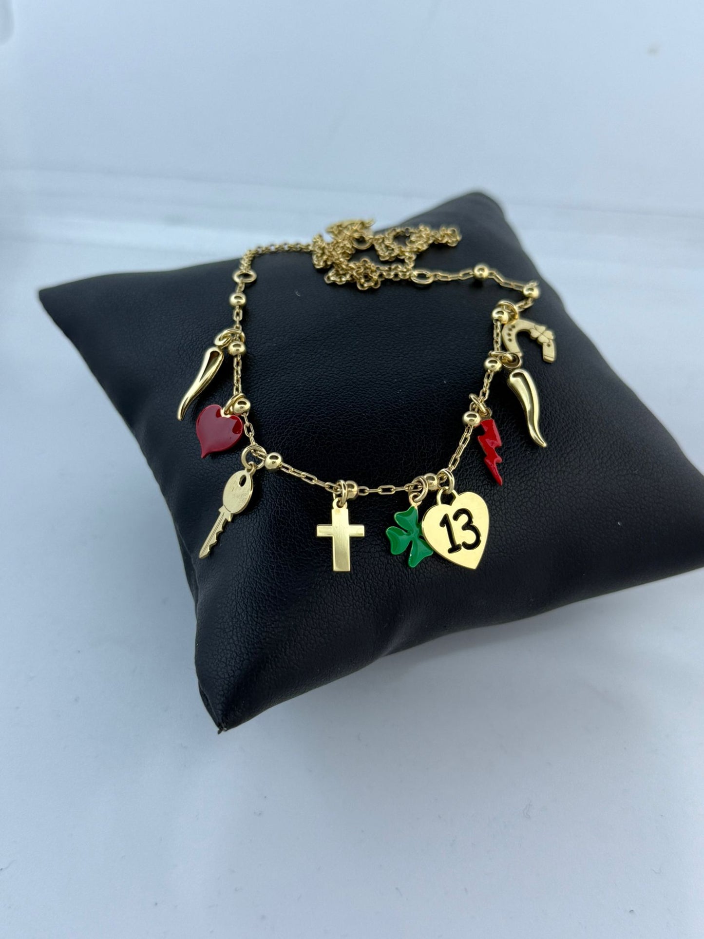 Collana Scaramantica Argento 925 Dorato – Charms Portafortuna Pezzo Unico
