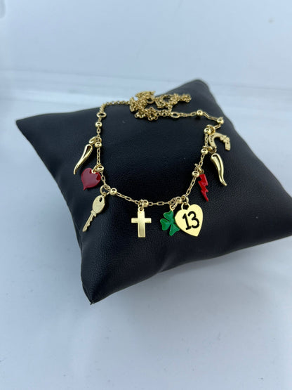 Collana Scaramantica Argento 925 Dorato – Charms Portafortuna Pezzo Unico