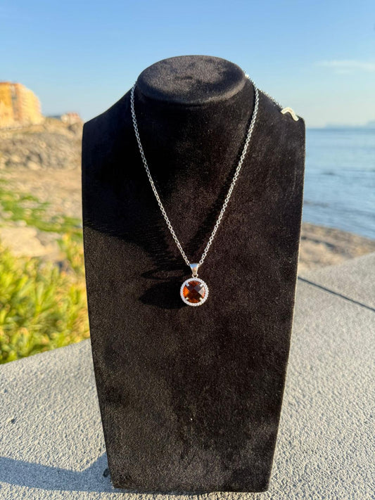 Collana in argento 925 pietra arancione