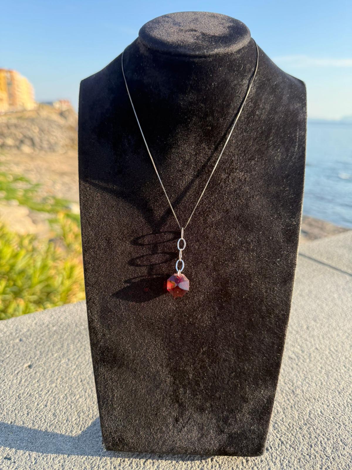 Collana in argento 925 pietra rossa
