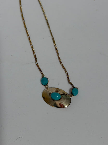 Collana in Argento 925 Bagnata nell’Oro con Pietre Turchese – Lusso Artigianale