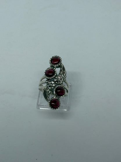 Anello in argento 925 granato rosso