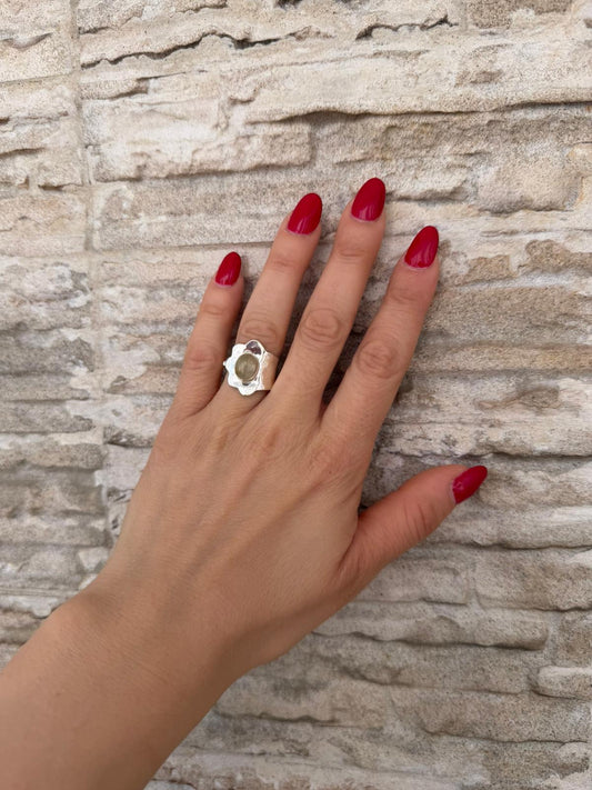 Anello Fascia Argento 925 con Citrino Giallo – Pezzo Unico