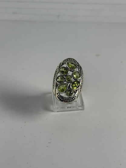 Anello Argento 925 con Pietre Serpentino Verde | Misura 16-17 | Pezzo Unico