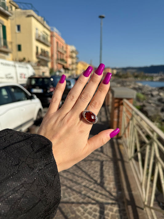 Anello pietra arancione in argento 925
