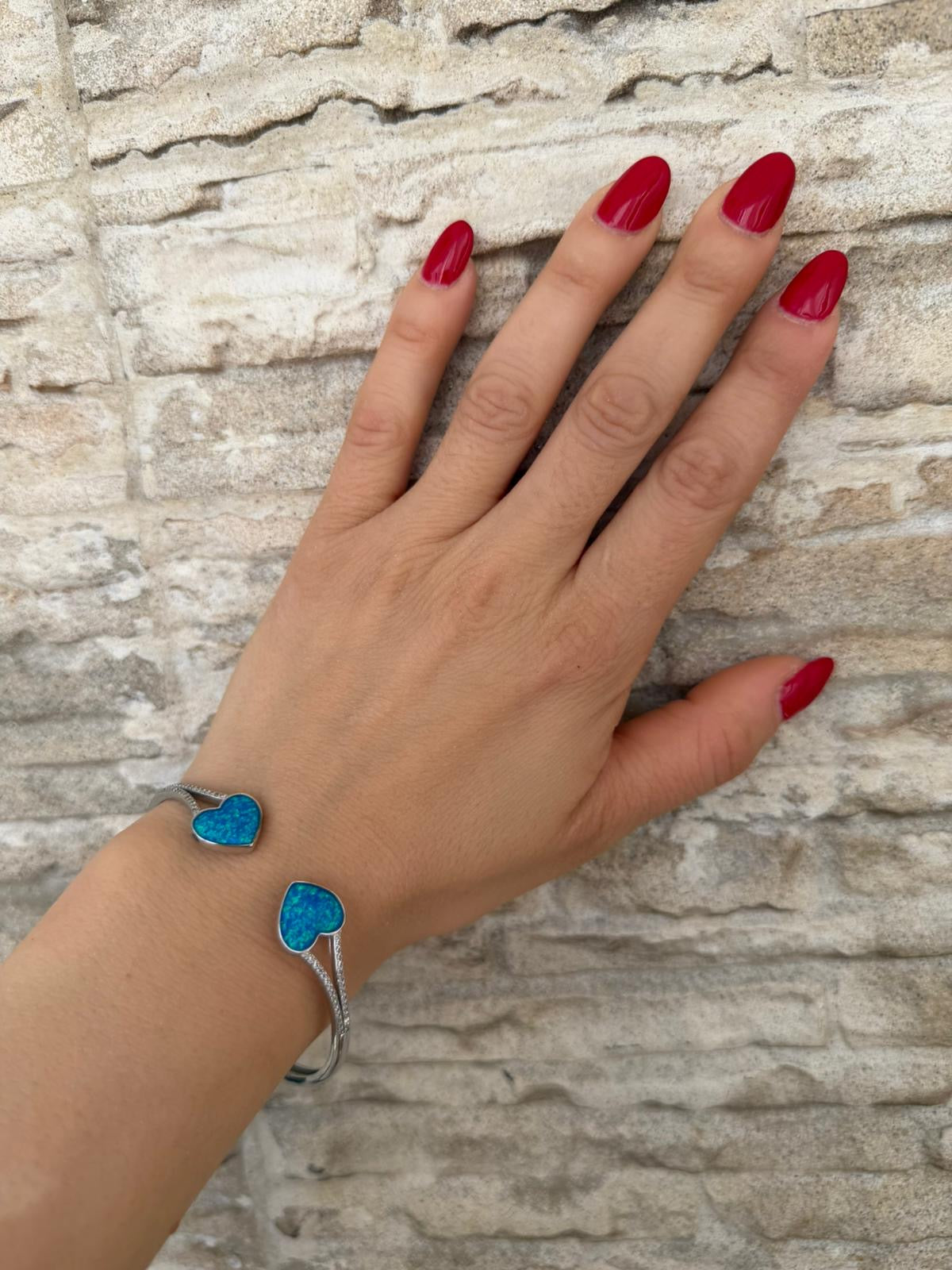 Bracciale cuori opale in argento 925