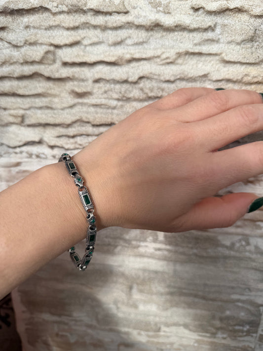 Bracciale smeraldi verdi in argento 925
