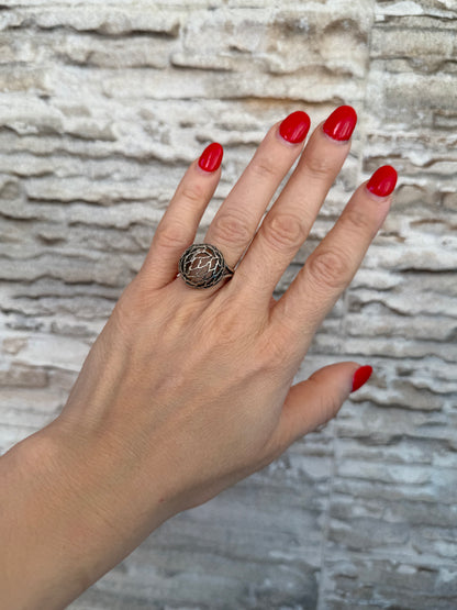 Anello in argento 925 sfera traforata