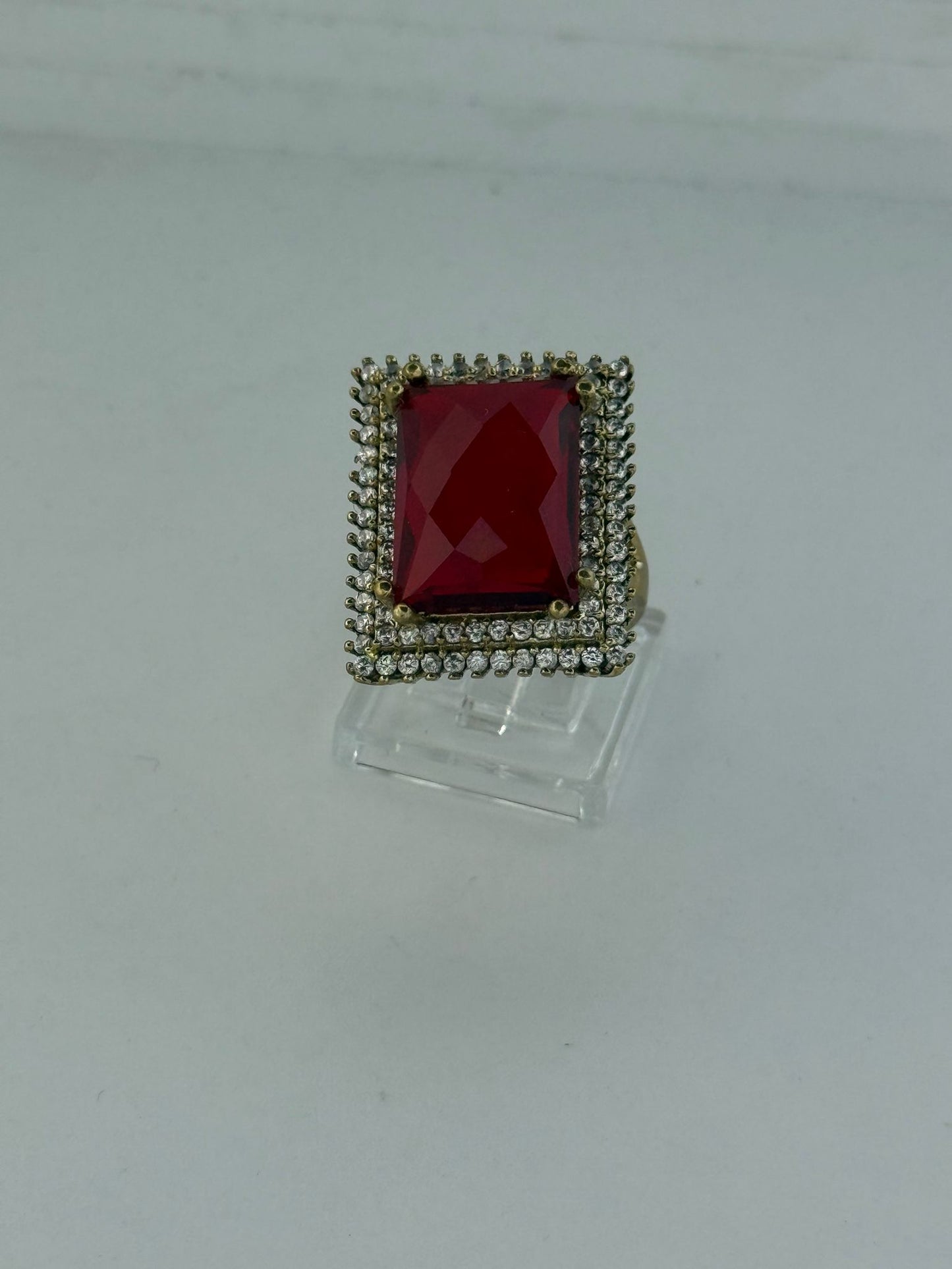 Anello in argento 925 pietra rossa