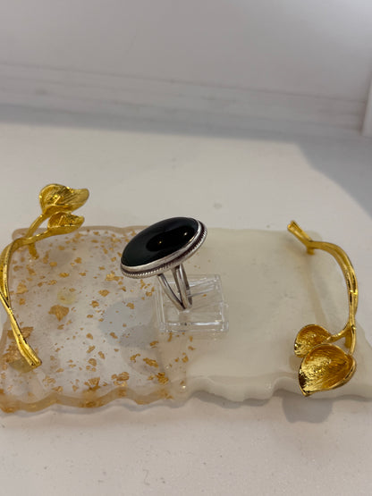 Anello in argento 925 giada verde