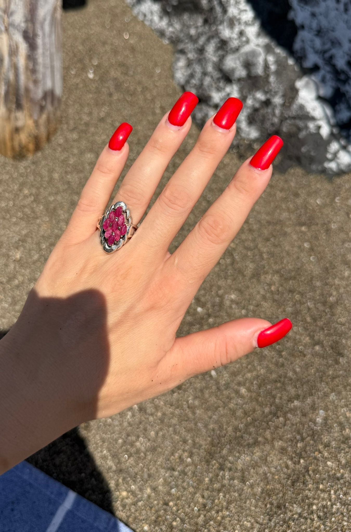 Anello in argento 925 radice di rubino