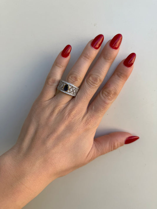 Anello in argento 925 zaffiro blu