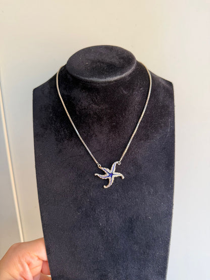 Collana in Argento 925 con Stella Marina Smaltata Blu – Gioiello Mare Artigianale