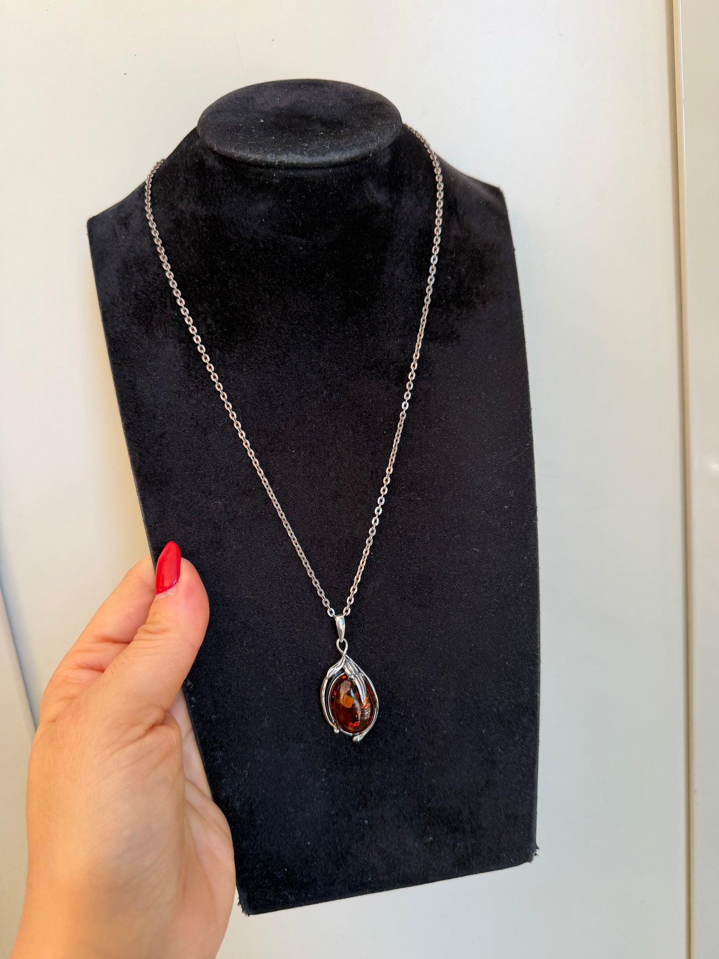 Collana in argento 925 con Ambra Baltica – Pezzo Unico Artigianale