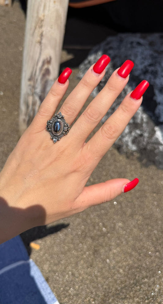 Anello in argento 925 ematite nera