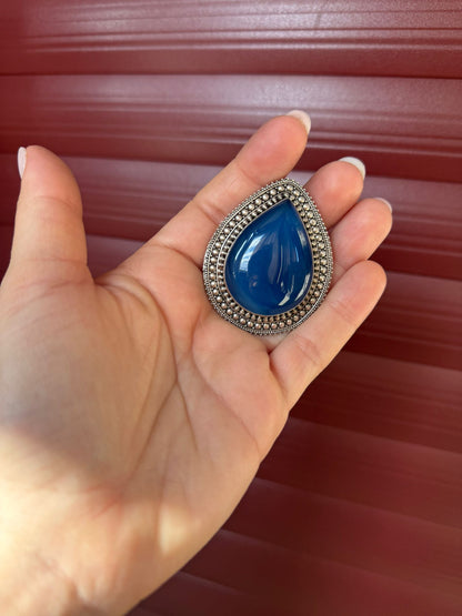 Spilla in argento 925 agata blu