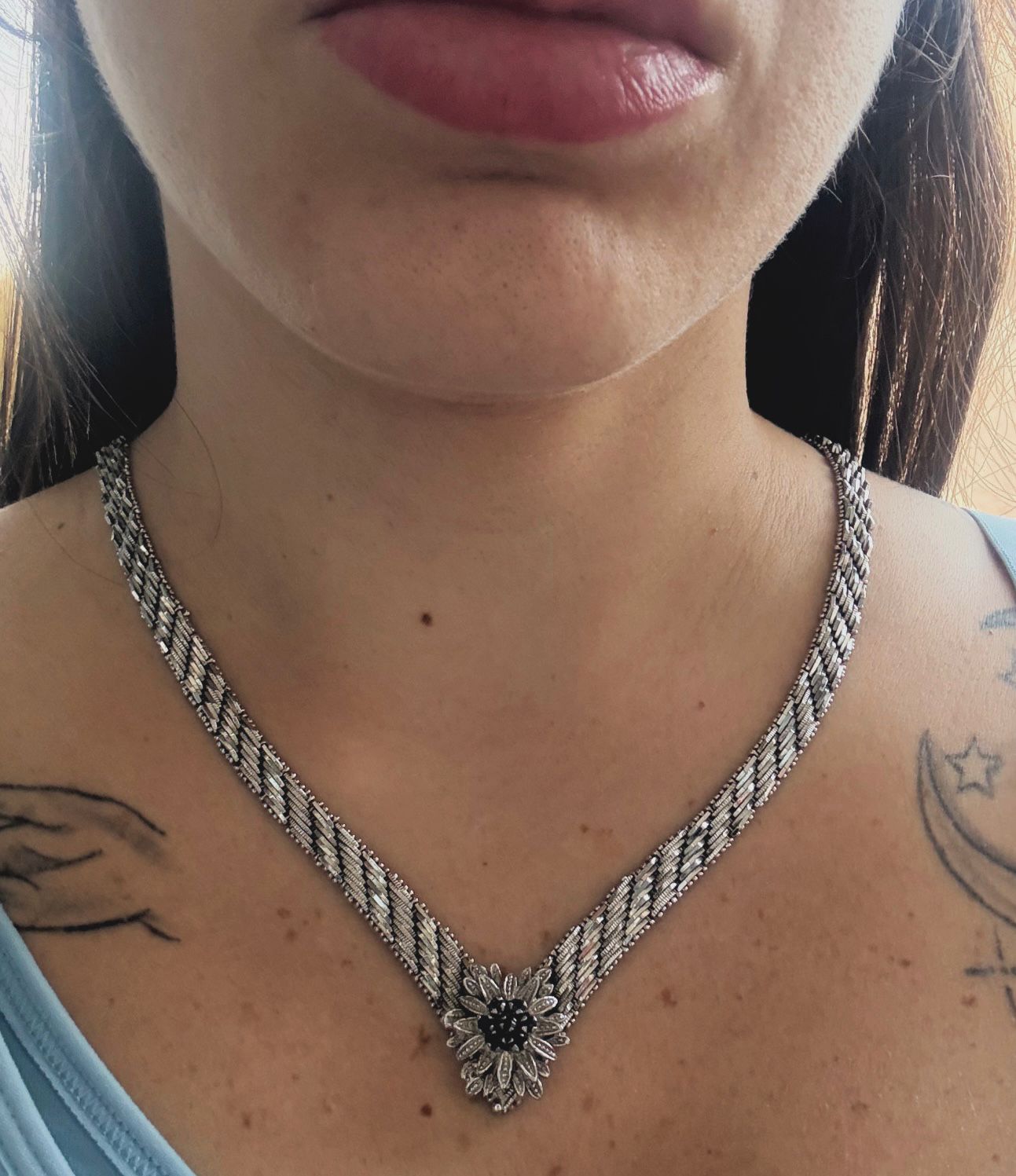 Collana in argento 835 zaffiro blu