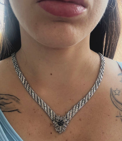 Collana in argento 835 zaffiro blu