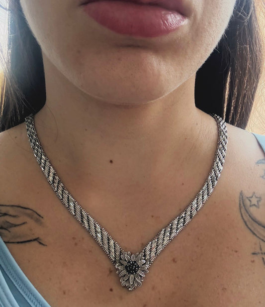 Collana in argento 835 zaffiro blu