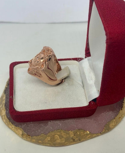 Anello Chavelier Medusa in Argento 925 Bagnato Oro Rosa con Zirconi – Regolabile