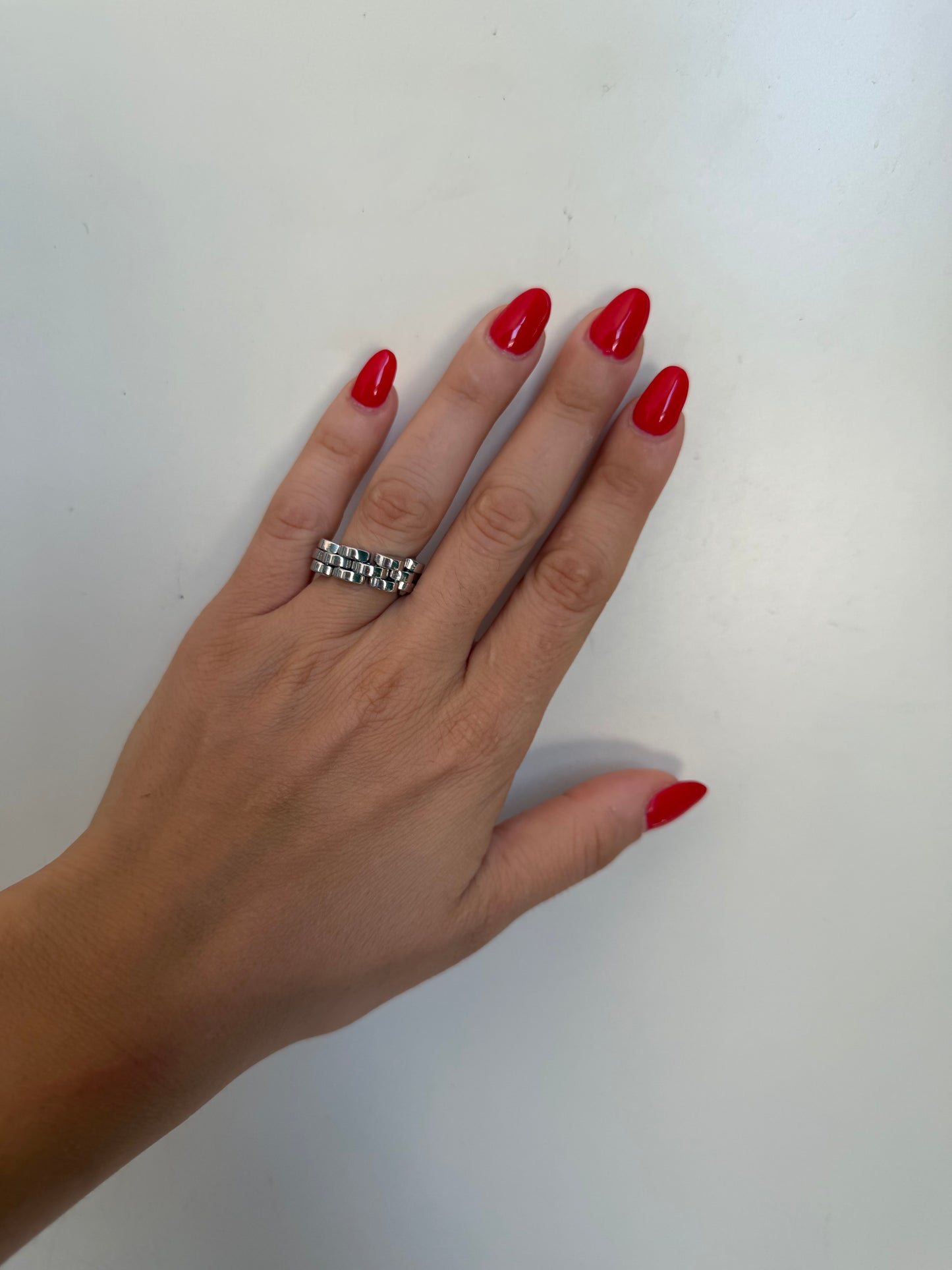 Anello maglia Groumette larga in argento 925