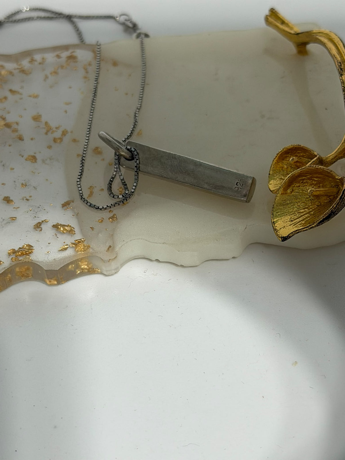 Collana in Argento 925 con Rettangolo e Sole Inciso – Pezzo Unico