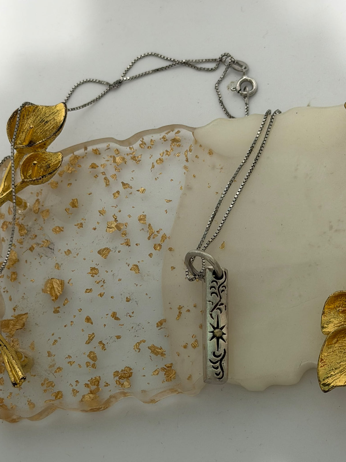 Collana in Argento 925 con Rettangolo e Sole Inciso – Pezzo Unico
