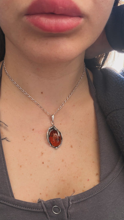 Collana in argento 925 con Ambra Baltica – Pezzo Unico Artigianale