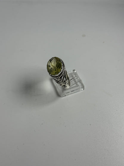 Anello Argento 925 Serpentino Verde Sfaccettato Centrale | Misura 15 | Pezzo Unico