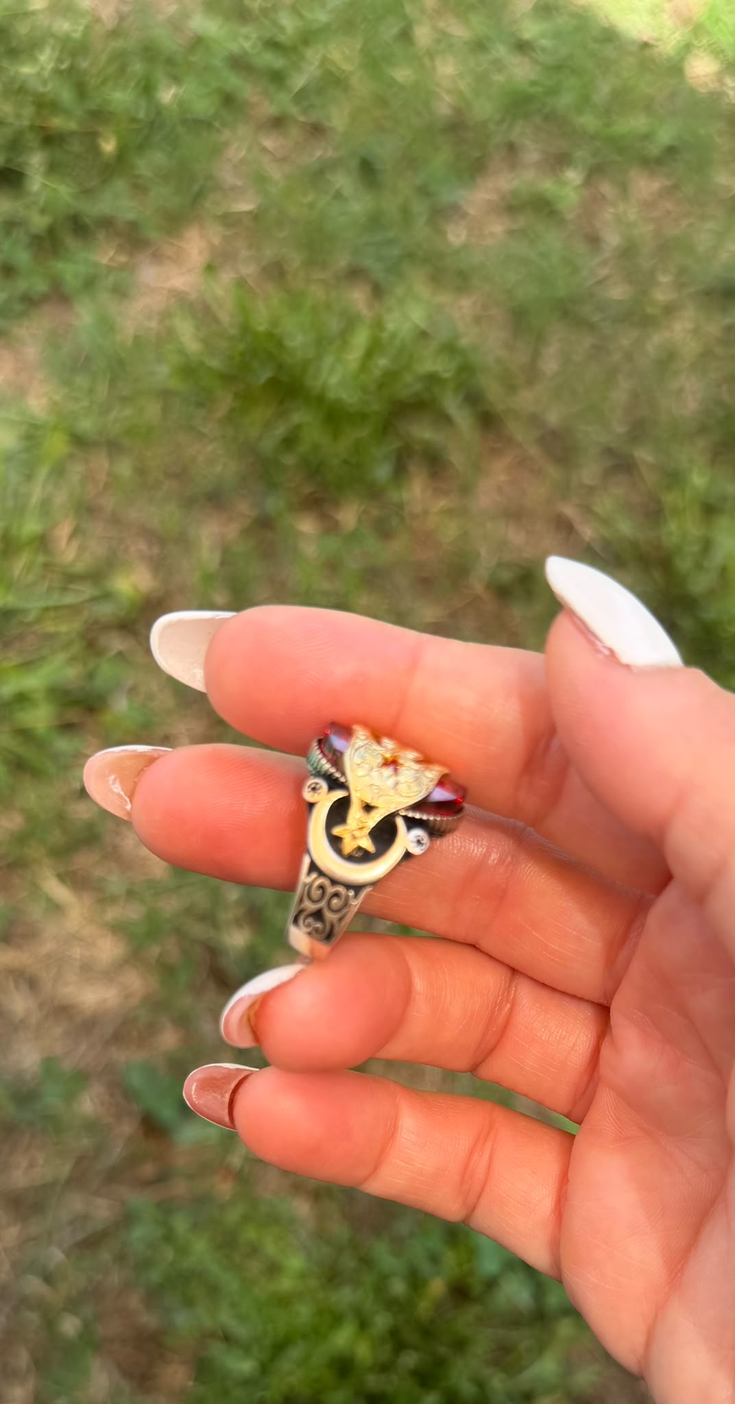 Anello in argento 925 bandiera turca sole e luna