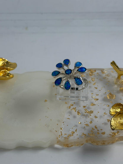 Anello Argento 925 Fiore con Opale – Pezzo Unico Artigianale