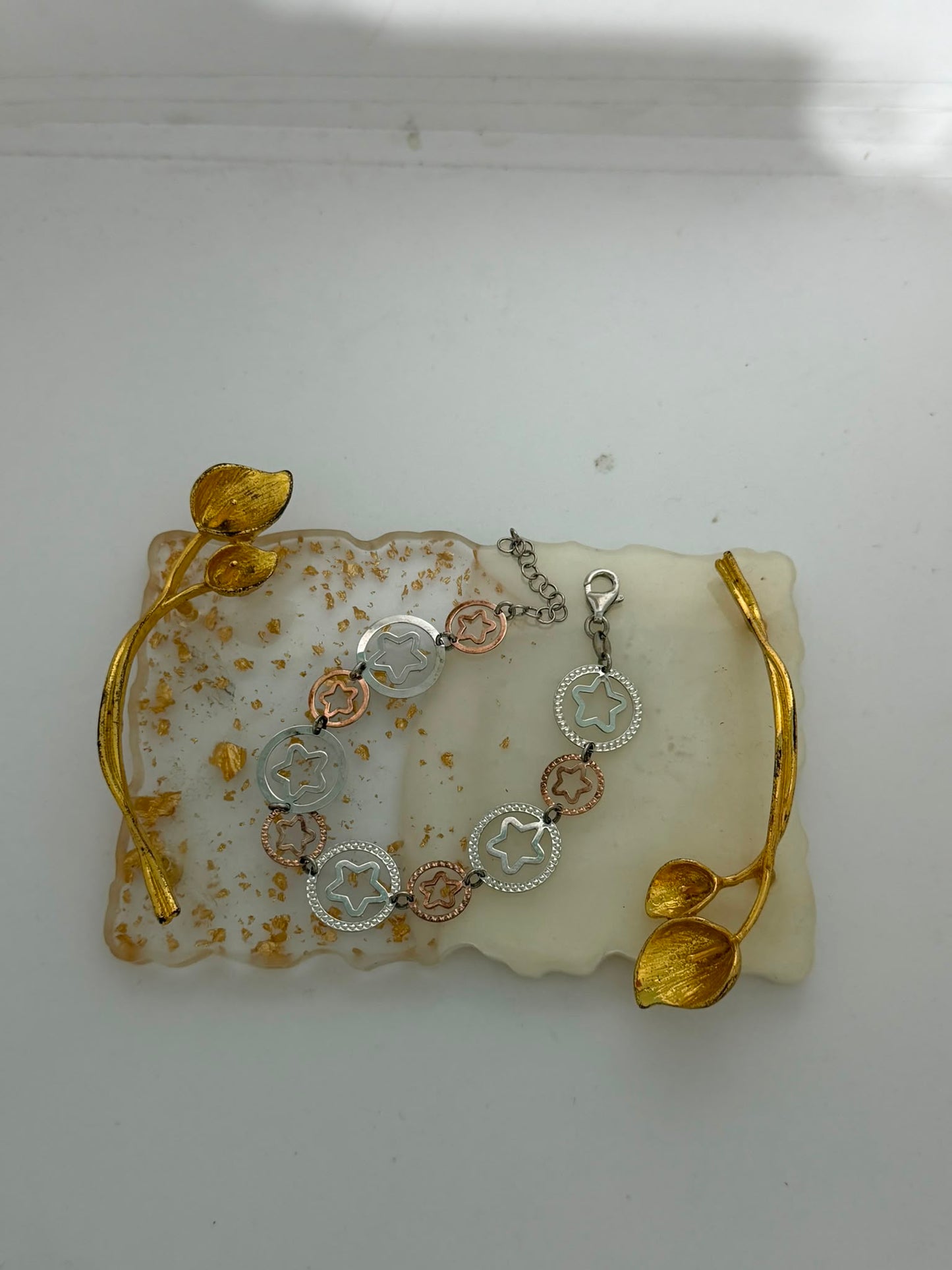 Bracciale stelle in argento rosato e argento 925 — Pezzo Unico Artigianale