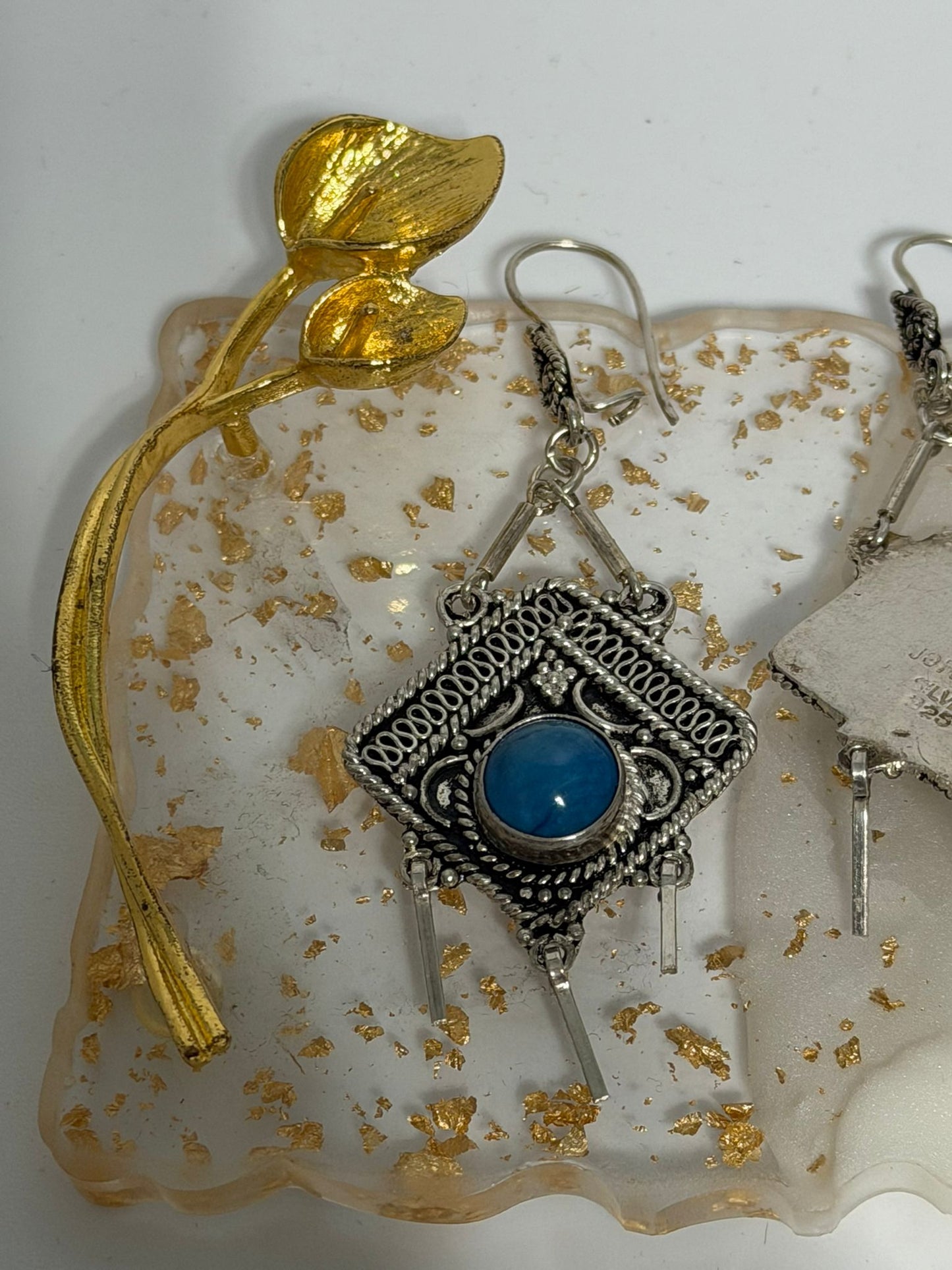 Orecchini pendenti in argento 925 con pietra lapis lazuli blu