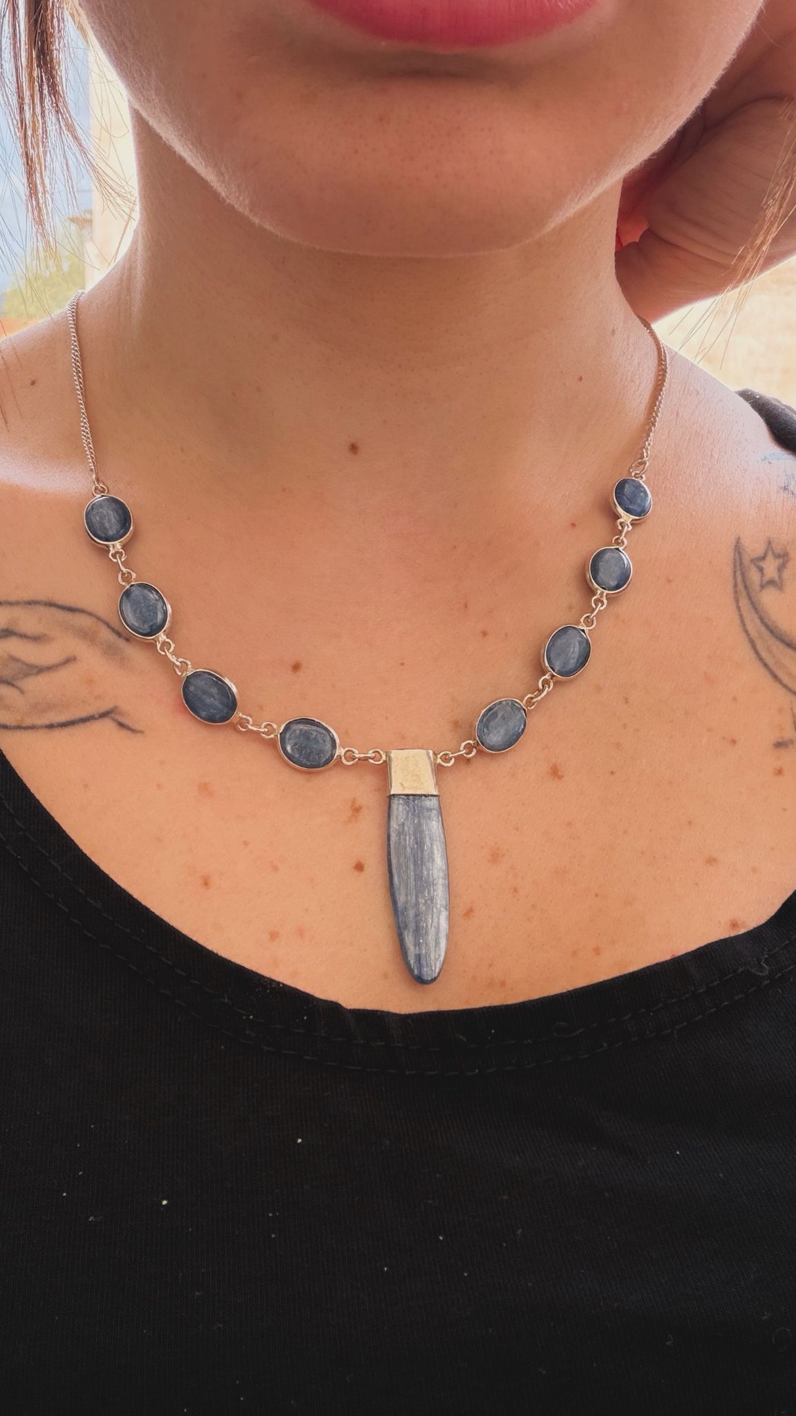 Collana in argento 925 cianite blu – Artigianale